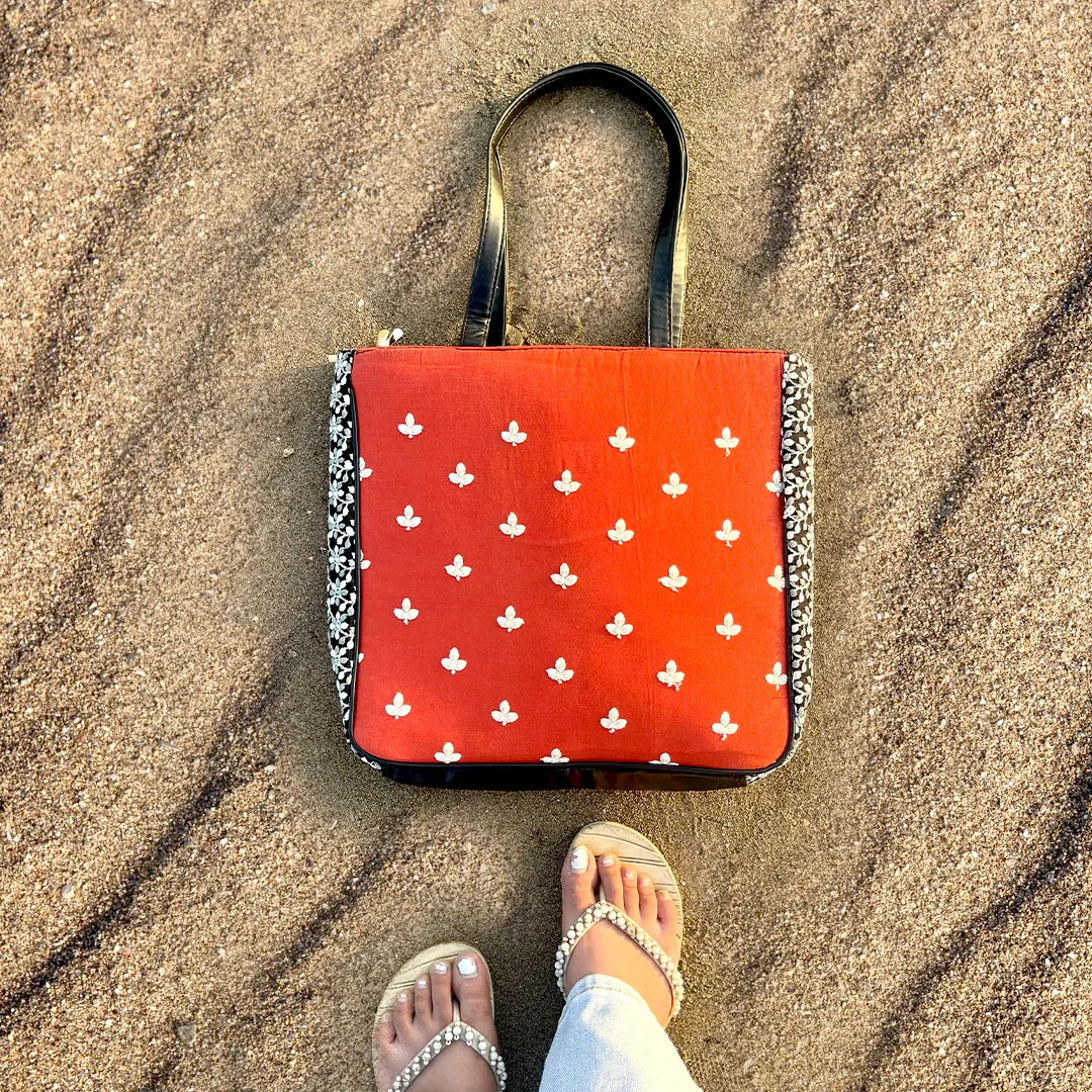 Embroidery Tote Bag - Orange