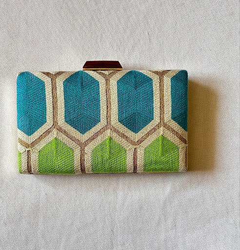 Silk clutch frame bag / HoneycombSilk/ Pastel Mystic