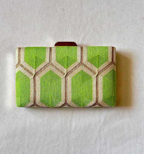 Silk clutch frame bag / HoneycombSilk/ Pastel Mystic