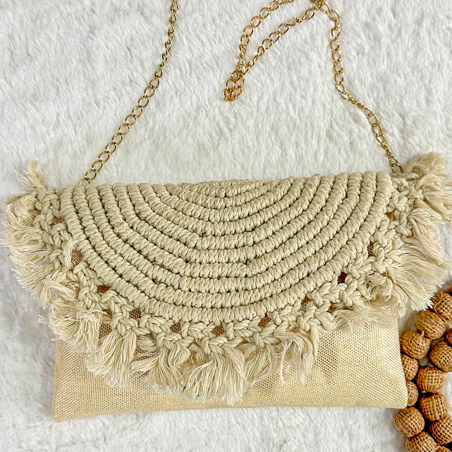 Macrame clutch hot sale bag