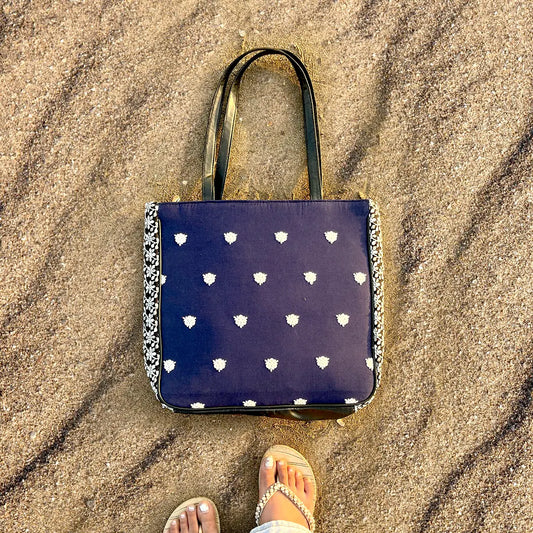 Embroidery Tote Bag - Blue