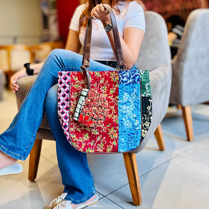 Floral Embroidered Katha Tote Bag