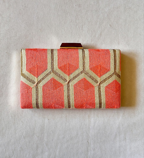 Silk clutch frame bag / HoneycombSilk/ Pastel Mystic