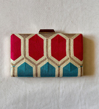 Silk clutch frame bag / HoneycombSilk/ Pastel Mystic