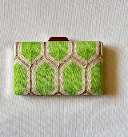 Silk clutch frame bag / HoneycombSilk/ Pastel Mystic